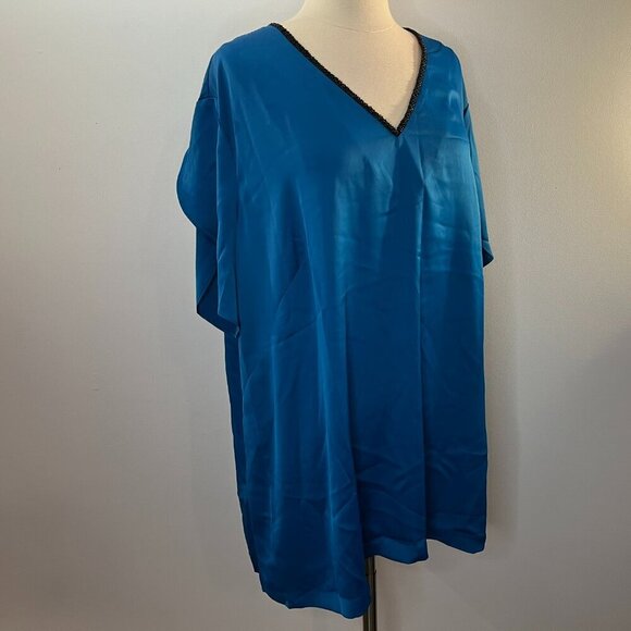 The Limited Women's Mykonos Blue Plus Size Tulip Sleeve Beaded Top - Size 2X NWT - Picture 2 of 6